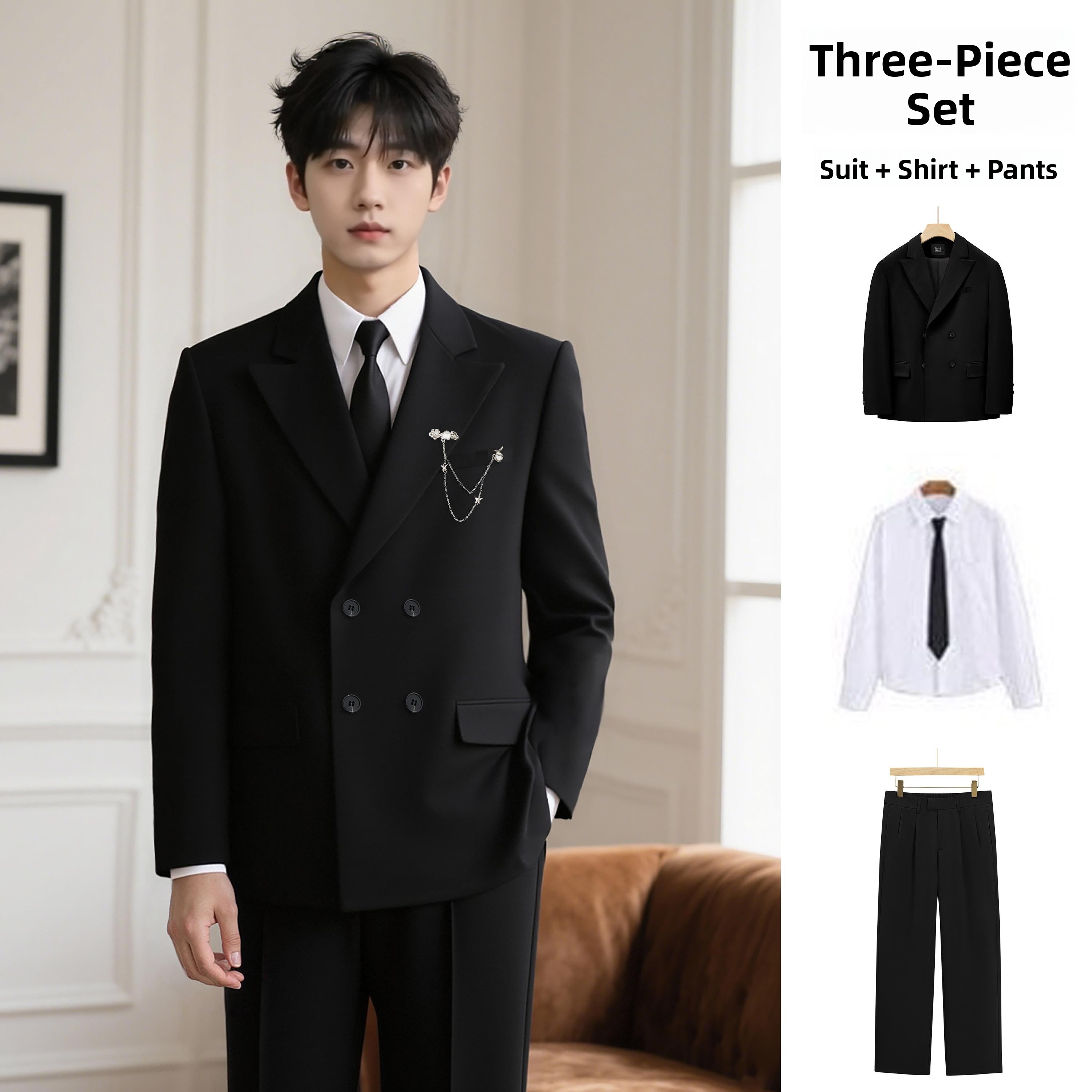 Men'S Formal Wear For Engagement - بدلة أنيقة ذات صف مزدوج من