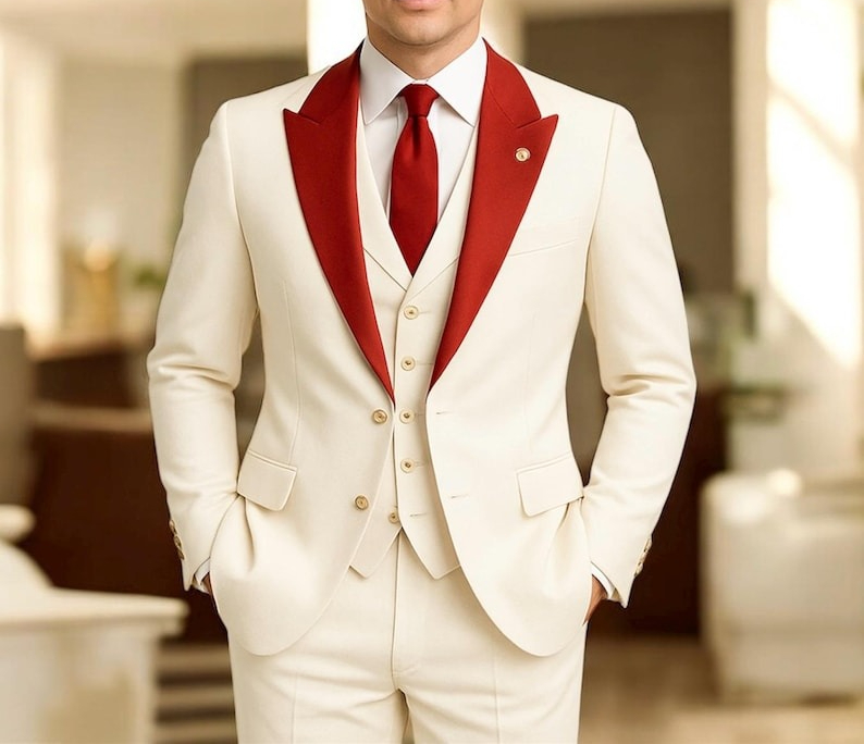 Men'S Formal Wear For Engagement - بدلة رجالي بيضاء مكونة من 3
