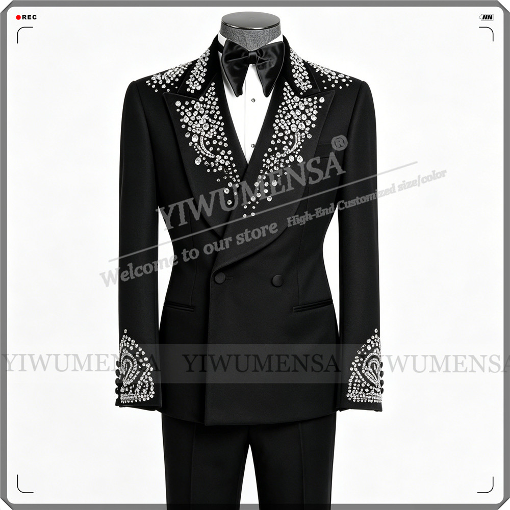 Men'S Formal Wear No Suit - بدلة زفاف فاخرة للرجال مزينة بالأحجار