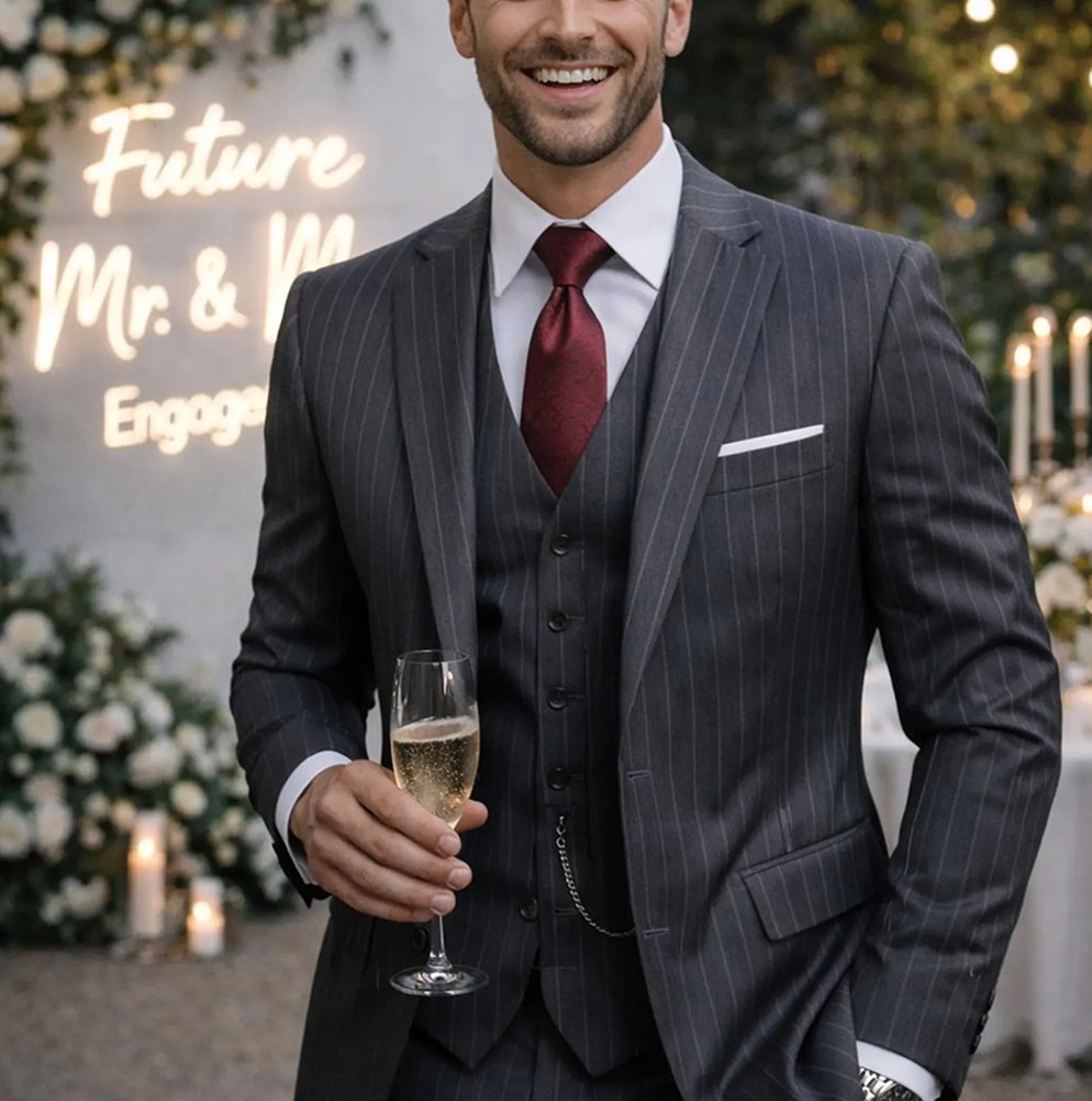 Men'S Formal Wear For Engagement - بدلة رجالية أنيقة من 3 قطع