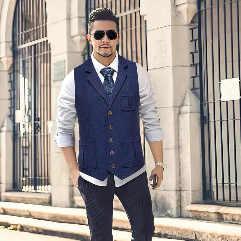 Men'S Formal Wear No Suit - صدرية بدلة رجالية من التويد بنقشة
