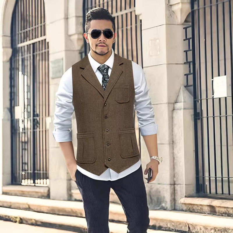 صدرية بدلة رجالية من التويد بن - مراجعة Men'S Formal Wear No Suit وسعره