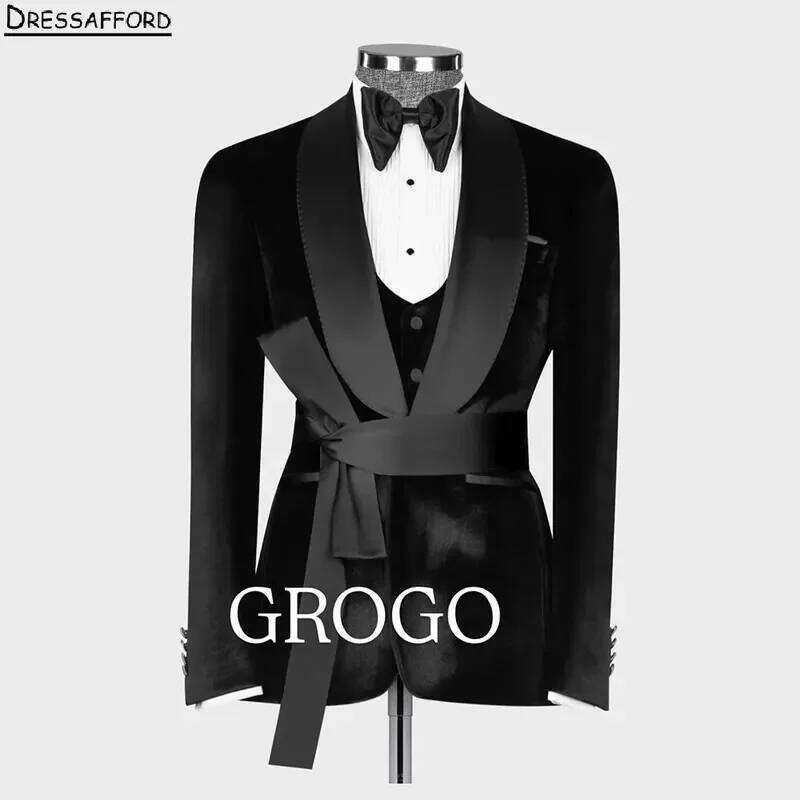 بدلة رسمية سوداء للزفاف مع حزا - مراجعة Men'S Formal Wear No Suit وسعره